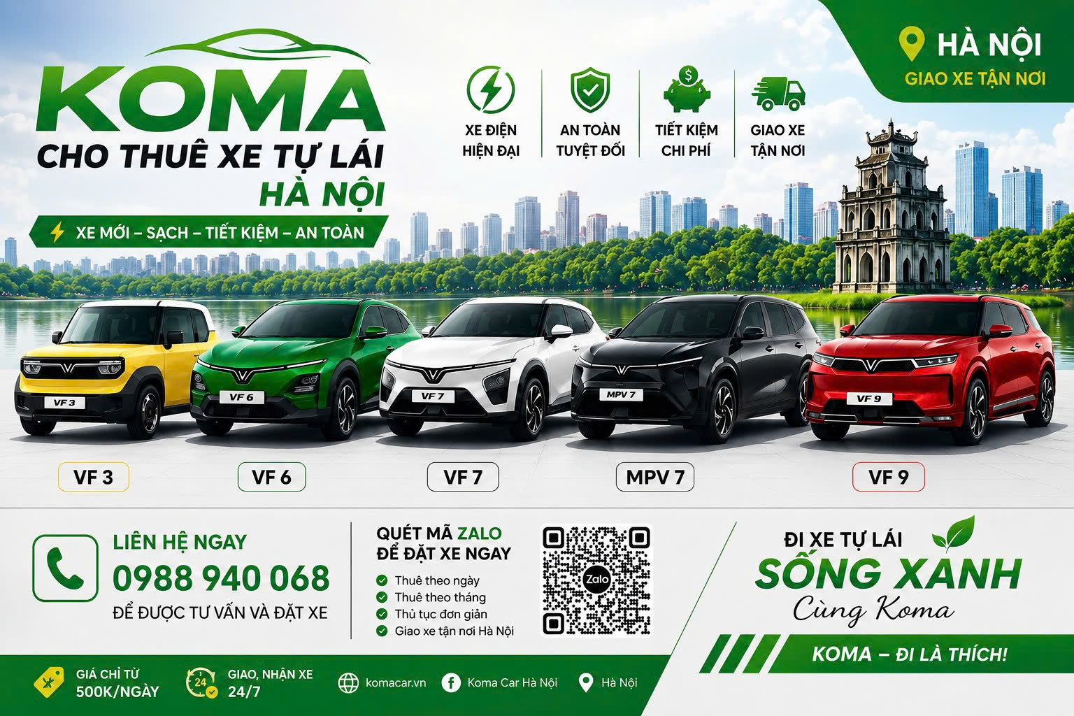 KOMA – DỊCH VỤ CHO THUÊ XE TỰ LÁI HÀ NỘI UY TÍN, GIÁ TỐT, GIAO XE TẬN NƠI